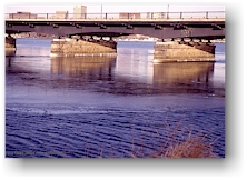 [ ice covered charles river and bridge ]
